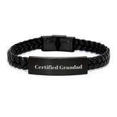 Funny Grandad Gifts, Interlaced Leather Bracelet for Men, 'Certified Grandad' Quote, Perfect Graduation Unique Gifts from Family to Grandad - Image 1